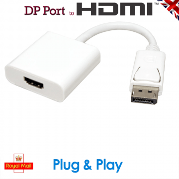 New Display Port DP Male to HDMI Female Adapter White