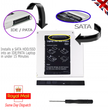 New Universal 2nd HDD SSD Hard Disk Drive Caddy Adapter Pata IDE to SATA 12.7 mm