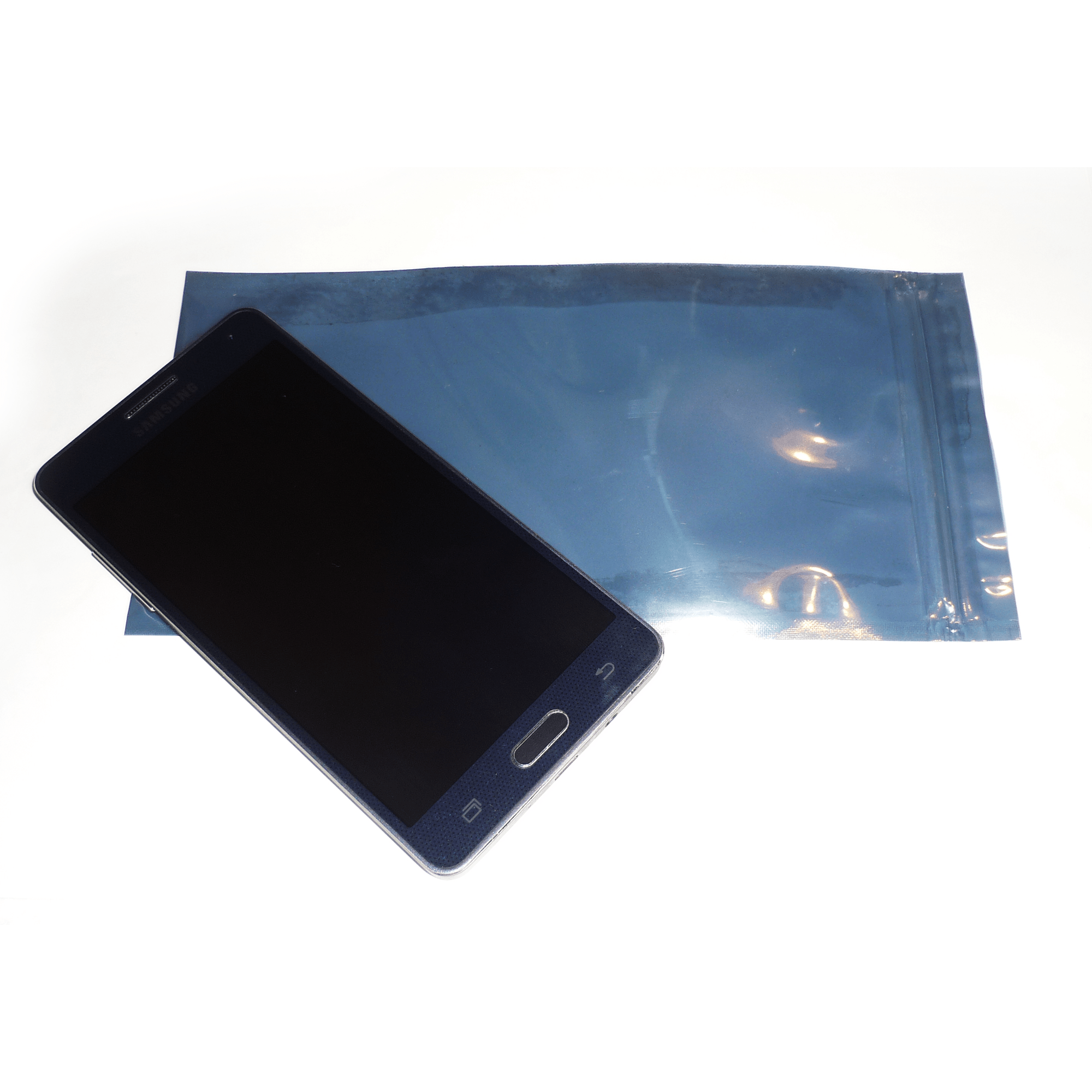 Anti-Static Pouch Bags for ESD 100mm x 200mm 4 New Click Seal Reusable Metallised Anti-Static Bags ideal for temporary safe storage or shipping, protects delicate ESD Devices from Static Discharge Damage and Moisture. Flat Pouch, Metallised, Grey, 50% Transparent, Click Seal to Shortest Side. Bags can be Heat Sealed if Required for Extra Security.