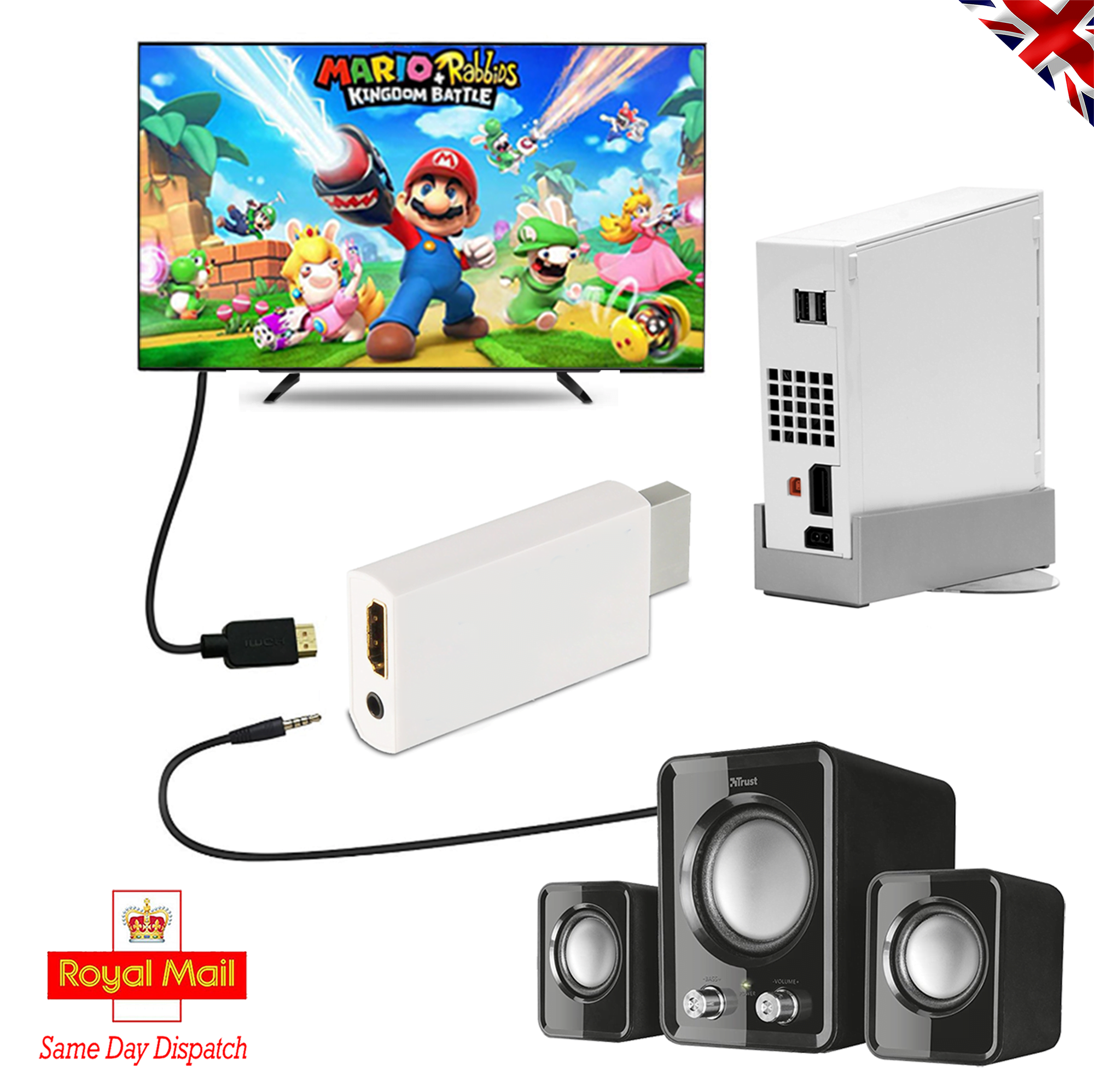 Wii to HDMI 1080p Audio Output Converter 3 Wii to HDMI 1080p HD and Audio Output Converter Adapter Wii to HDMI 3-5mm Jack