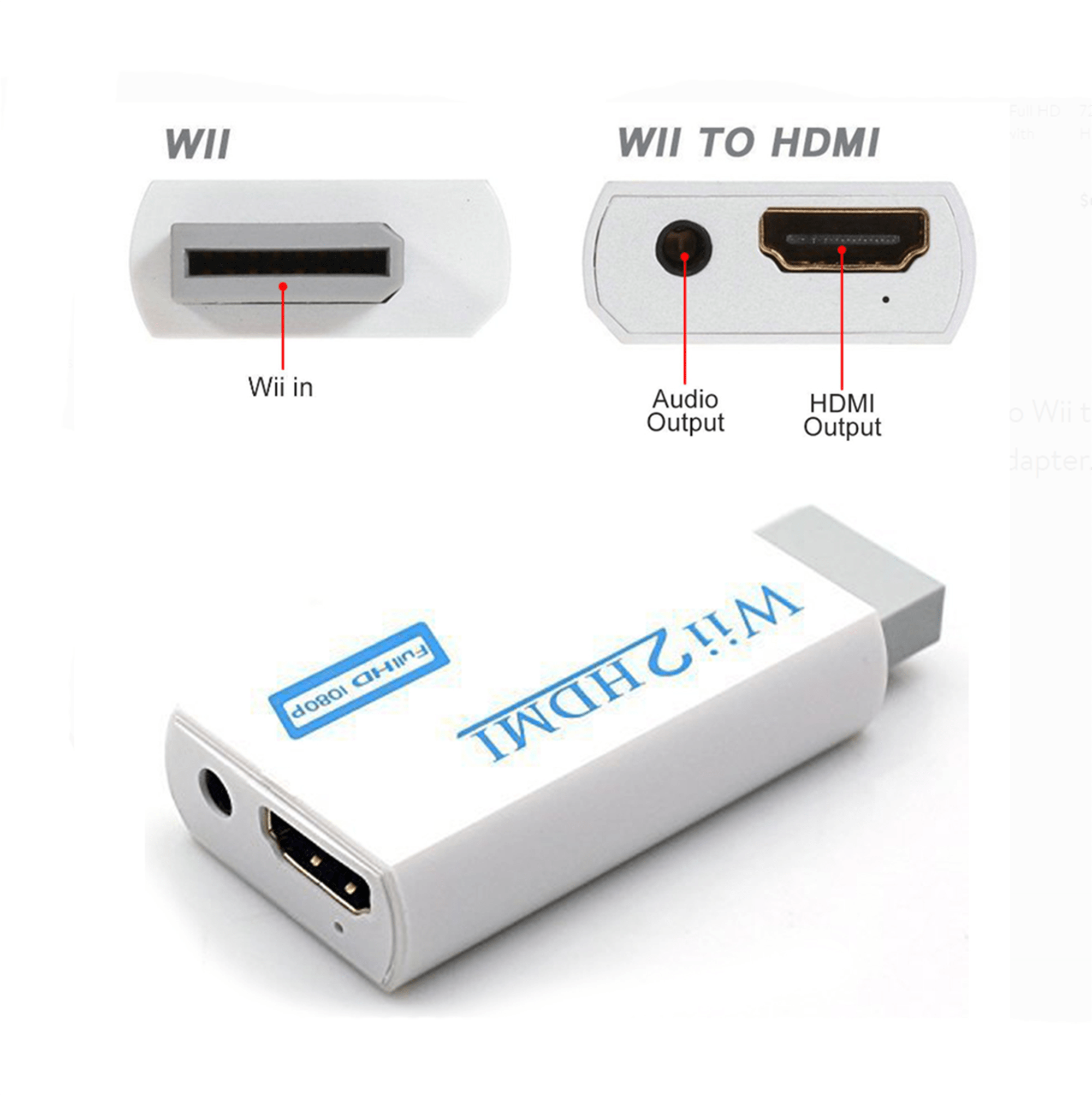 Wii to HDMI 1080p Audio Output Converter 9 Wii to HDMI 1080P HD and Audio Output Converter Adapter Wii To HDMI | 3.5mm Jack