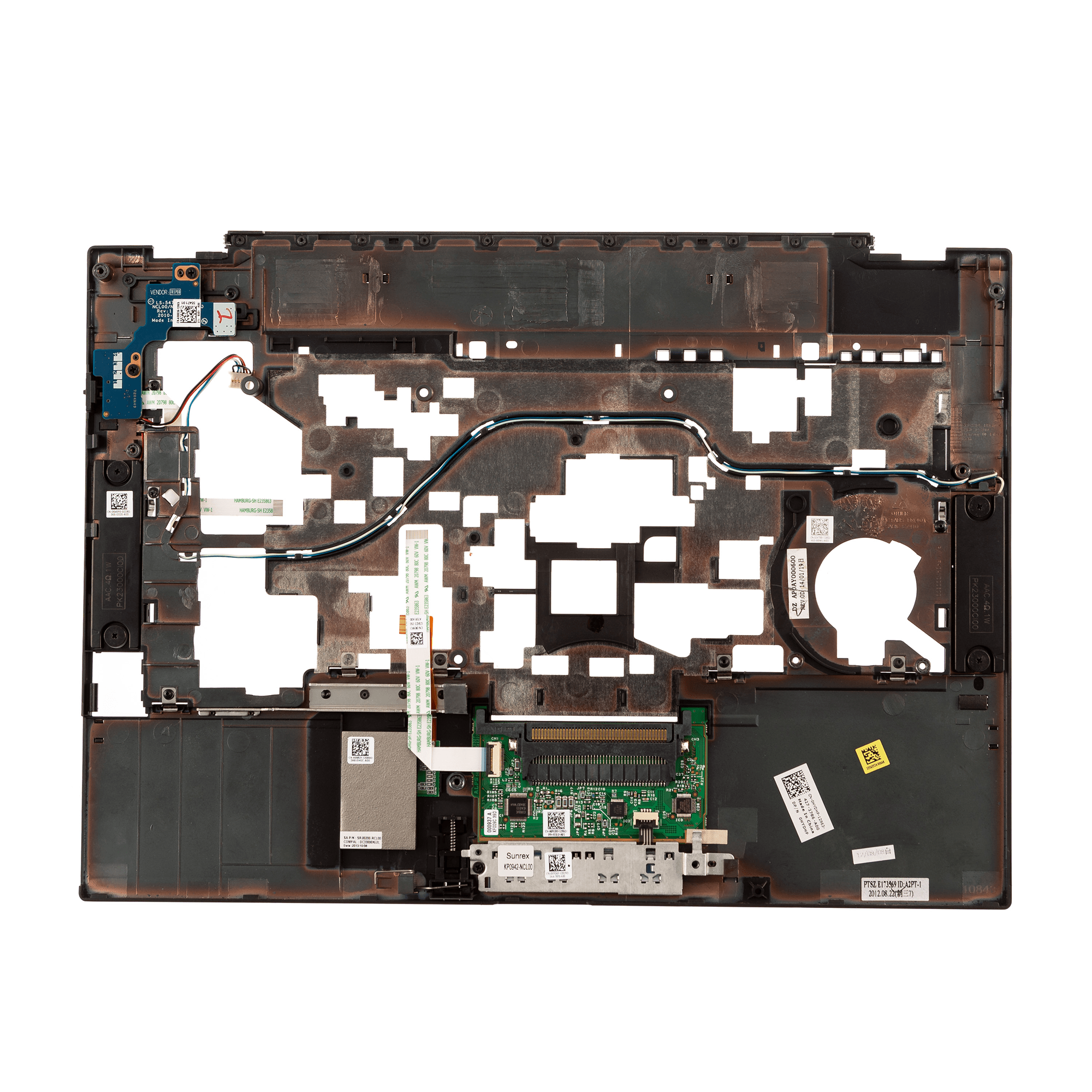 New DELL Latitude E6410 Palmrest and Touchpad with Electrics & Ribbons HYDHP | 2X11P 5 New DELL Latitude E6410 Palmrest and Touchpad with Electrics & Ribbons Included Sub Assemblies Power Button Board Induction Charger Coil Touchpad Sensor & Ribbons Speakers HYDHP | 0HYDHP