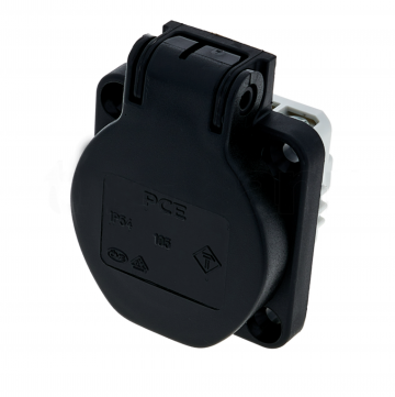 New AC Socket PCE 601.450.01 2P+PE  250V AC 16a  Black 2 Pin IP54 (Five Pack)
