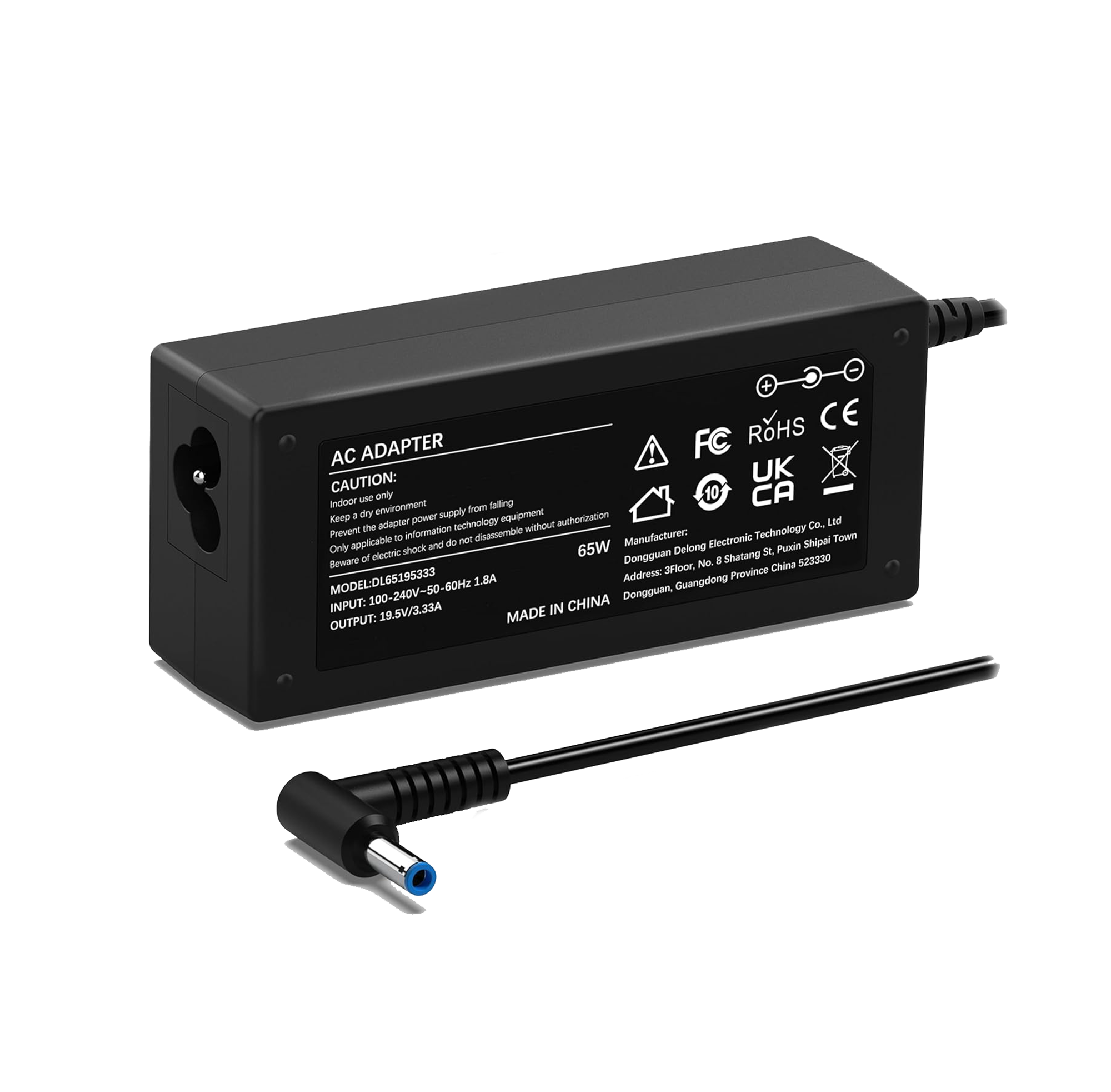 HP Blue Tip 65w Laptop Charger 3 65w Laptop Charger (Blue Tip) for HP. AC Adapter complete with UK Mains Cable. 100% Compatibility with the original.